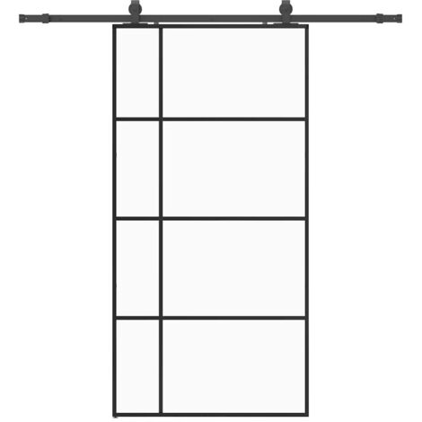 Porta Scorrevole con Ferramenta Nera 102,5x205 cm in Vetro ESG vidaXL