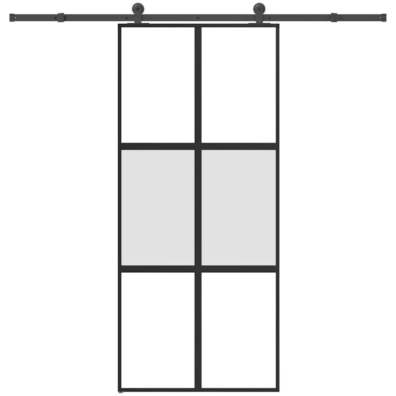 Vidaxl Porta Scorrevole Ferramenta 90x205 Cm Vetro Temperato Alluminio