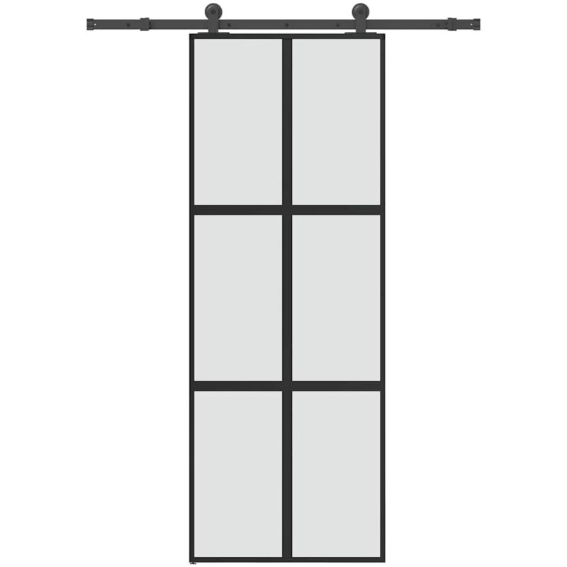 Vidaxl Porta Scorrevole Ferramenta 76x205 Cm Vetro Temperato Alluminio