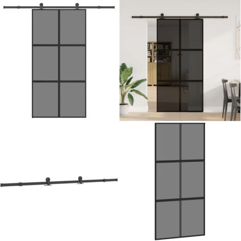 Porta Scorrevole con Ferramenta Vetro Temperato Alluminio - Vetro temperato - Alluminio