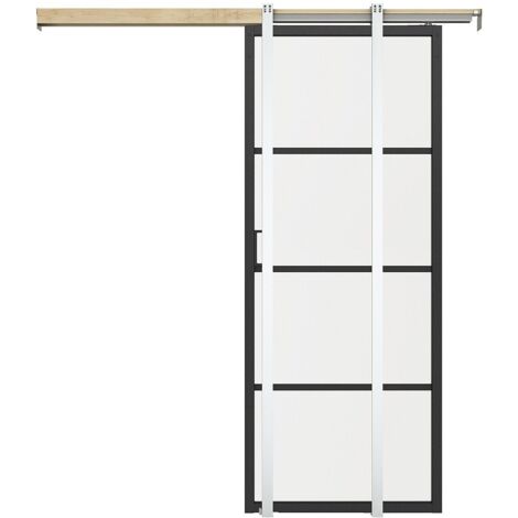 Porta scorrevole con sistema a incasso alluminio e vetro temperato trasparente H205 x L63 cm  - SINCA II