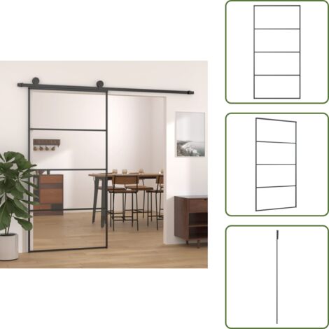 Porta scorrevole con vetro ESG - vidaXL Porta Scorrevole in Vetro ESG e Alluminio 102,5x205 cm Nera - Porta scorrevole salvaspazio