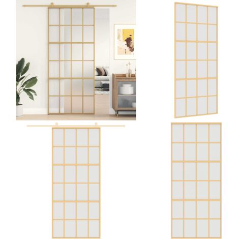 Porta Scorrevole Dorata 90x205 Vetro Smerigliato ESG Alluminio - Vetro smerigliato - Alluminio