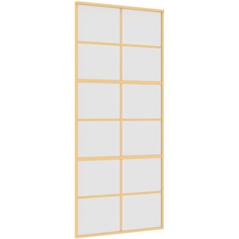Porta Scorrevole Dorata 90x205 Vetro Smerigliato ESG Alluminio vidaXL