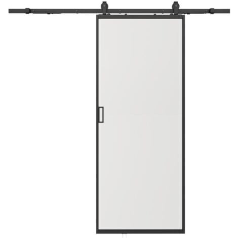 Porta scorrevole esterno muro H205 x L63 cm Alluminio e Vetro temperato smerigliato - LINCI II