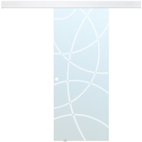 Porta scorrevole esterno muro H205 x L83 cm in Vetro temperato  - HEIDI