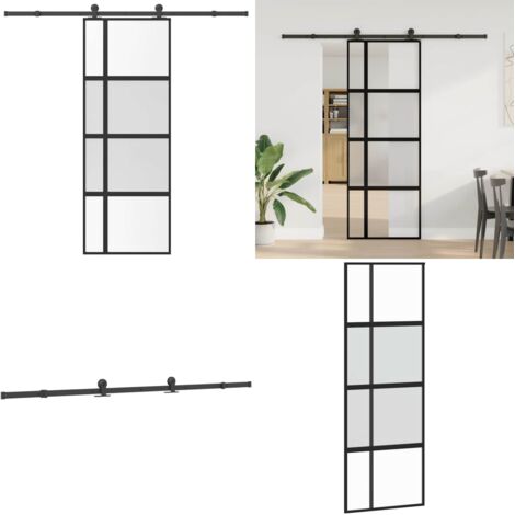 Porta Scorrevole Ferramenta 76x205 cm Vetro Temperato Alluminio - Vetro temperato - Alluminio