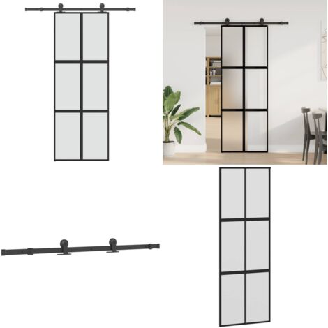 Porta Scorrevole Ferramenta 76x205 cm Vetro Temperato Alluminio - Vetro temperato - Alluminio