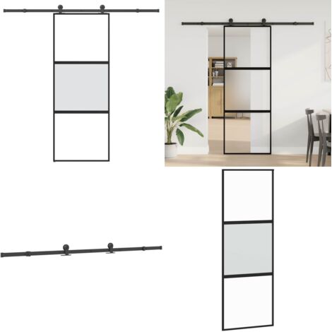 Porta Scorrevole Ferramenta 76x205 cm Vetro Temperato Alluminio - Vetro temperato - Alluminio