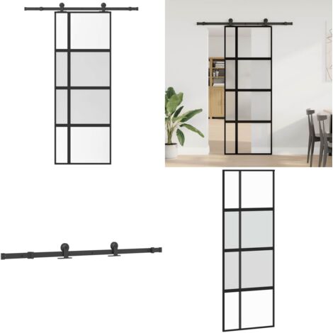Porta Scorrevole Ferramenta 76x205 cm Vetro Temperato Alluminio - Vetro temperato - Alluminio