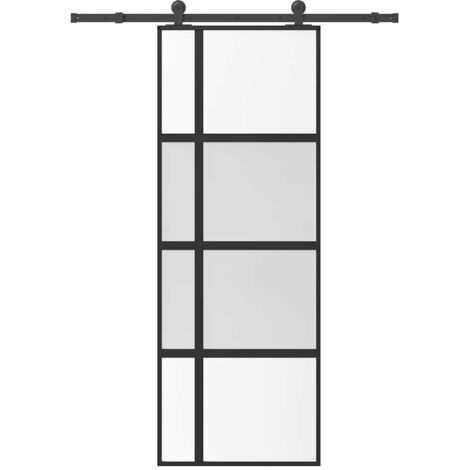 Porta Scorrevole Ferramenta 76x205 cm Vetro Temperato Alluminio vidaXL