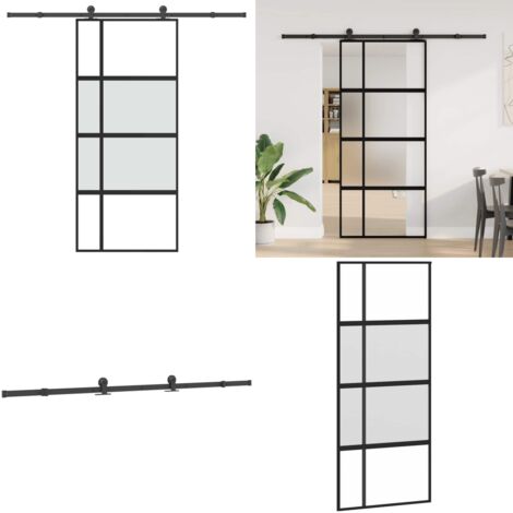 Porta Scorrevole Ferramenta 90x205 cm Vetro Temperato Alluminio - Vetro temperato - Alluminio