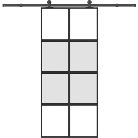 Porta Scorrevole Ferramenta 90x205 cm Vetro Temperato Alluminio vidaXL