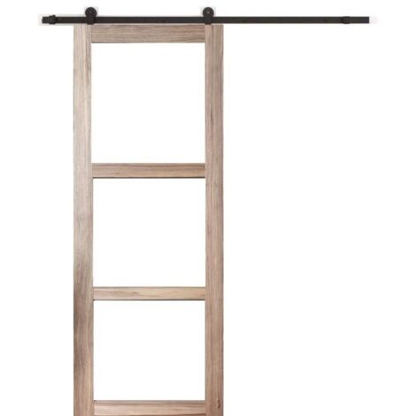 Porta scorrevole Frake con vetro trasparente H204 x L83 cm, binario rotante, conchiglie GD MENUISERIES