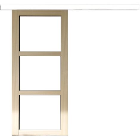 Porta scorrevole in legno Ayous Vetro trasparente H204 x L73 + Binario alluminio bianco