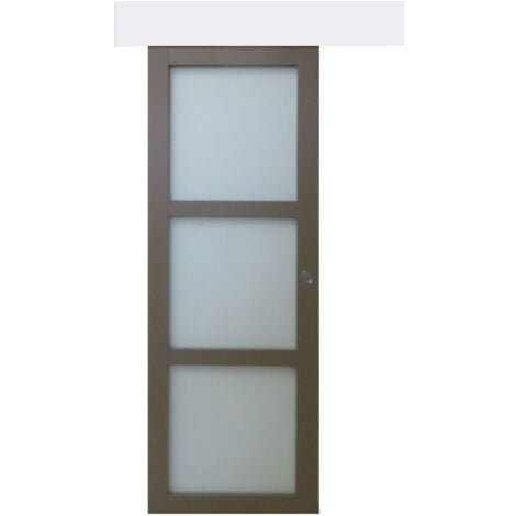 EASYCOMFORT Porte Scorrevoli in Vetro Satinato da Interni con Binario B3 in  Alluminio per Bagno Cucina Studio 205x90x0,8cm