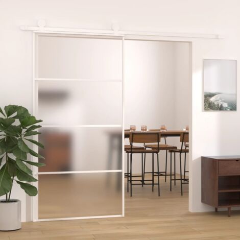 Porta Scorrevole in Vetro ESG e Alluminio 102,5x205 cm Bianca vidaXL 772067