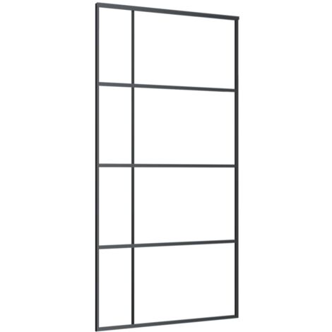 Porta Scorrevole in Vetro ESG e Alluminio 102,5x205 cm Nera vidaXL