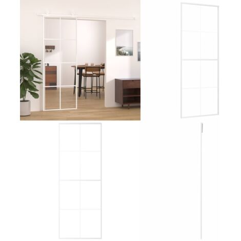 Porta Scorrevole in Vetro ESG e Alluminio 76x205 cm Bianca - Porta scorrevole in alluminio - Porta scorrevole elettrica