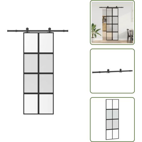 Porta scorrevole in vetro - vidaXL Porta Scorrevole Ferramenta 76x205 cm Vetro Temperato Alluminio - Porta scorrevole moderna
