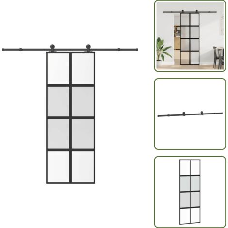 Porta scorrevole in vetro - vidaXL Porta Scorrevole Ferramenta 76x205 cm Vetro Temperato Alluminio - Porta scorrevole moderna