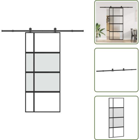 Porta scorrevole in vetro - vidaXL Porta Scorrevole Ferramenta 90x205 cm Vetro Temperato Alluminio - Porta scorrevole moderna