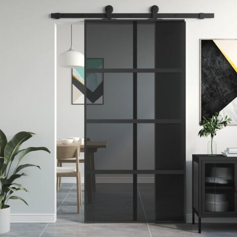 Porta scorrevole atelier esterno muro H205 x L93cm in MDF nero