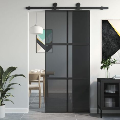 Elegante-Stile Porta Scorrevole in Vetro ESG e Alluminio 90x205cm Bianca  26,25 Kg,per Salone/