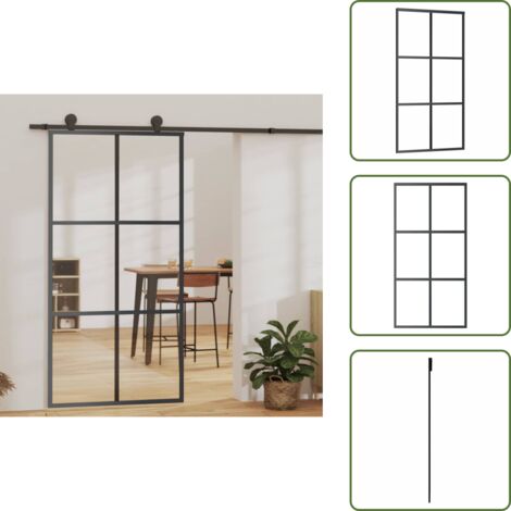 Porta scorrevole nera - vidaXL Porta Scorrevole in Vetro ESG e Alluminio 102x205 cm Nera - Porta scorrevole ESG