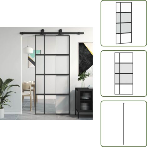 Porta scorrevole nera - vidaXL Porta Scorrevole Nera 90x205 cm in Vetro Temperato e Alluminio - Design moderno