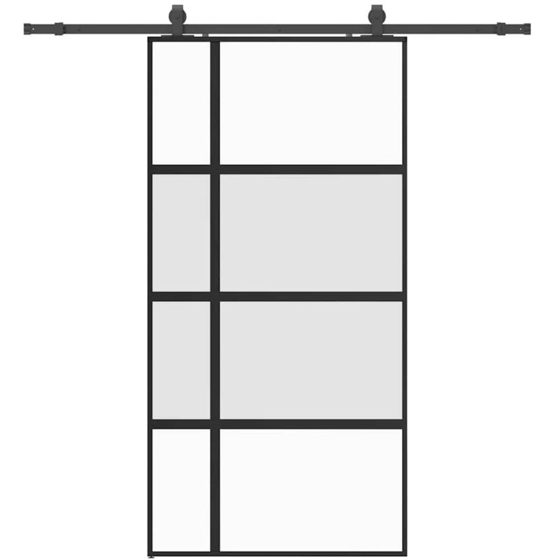 Vidaxl Porta Scorrevole Ferramenta Nera 102,5x205 Cm Vetro Temperato