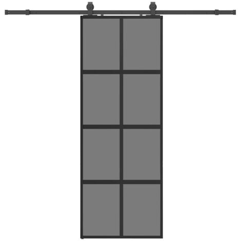 Porta Scorrevole Set Ferramenta Nera 76x205 cm Vetro Temperato vidaXL