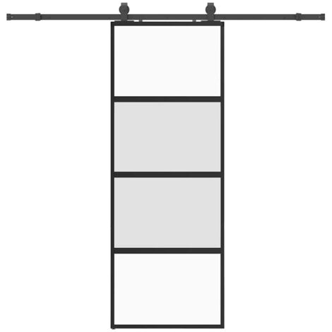 Porta Scorrevole Set Ferramenta Nera 76x205 cm Vetro Temperato vidaXL