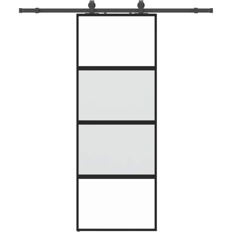 Porta Scorrevole Set Ferramenta Nera 76x205 cm Vetro Temperato vidaXL