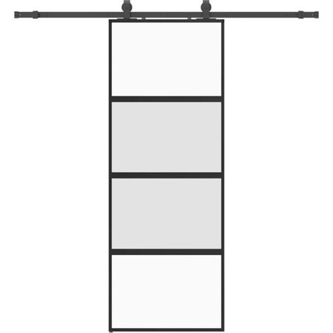 Porta Scorrevole Set Ferramenta Nera 76x205 cm Vetro Temperato vidaXL