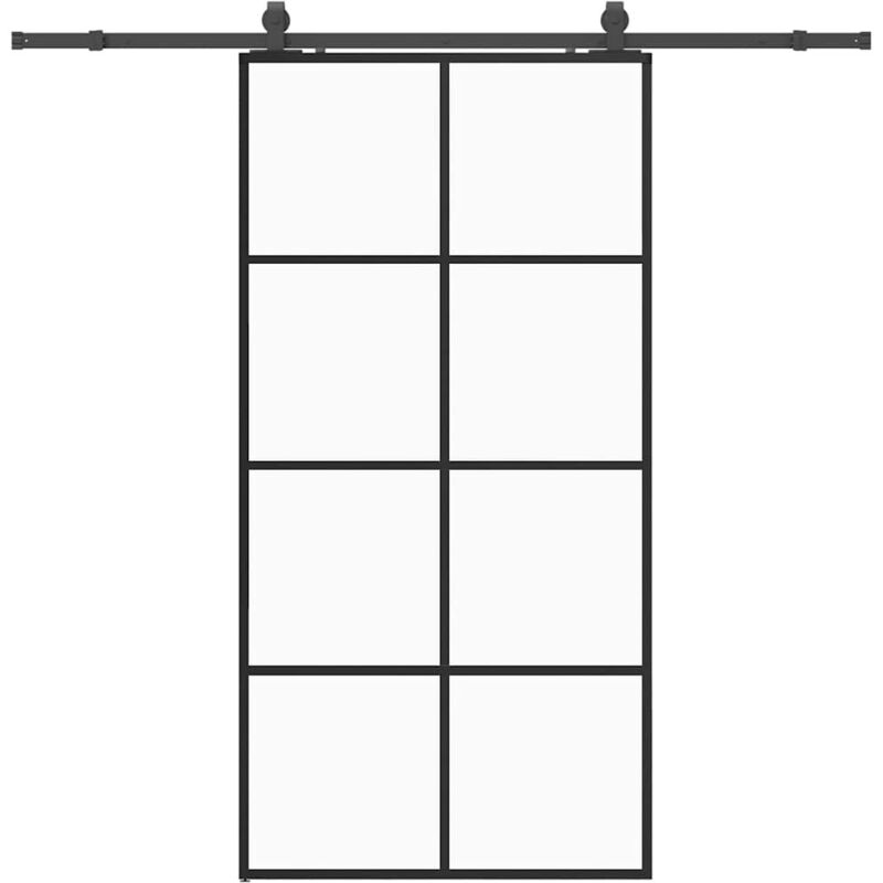 Vidaxl Porta Scorrevole Con Ferramenta Nera 102,5x205 Cm In Vetro Esg