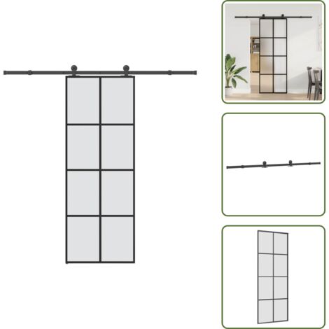 Porta scorrevole silenziosa - vidaXL Porta Scorrevole con Ferramenta 76x205cm Vetro ESG Alluminio - Porta scorrevole moderna