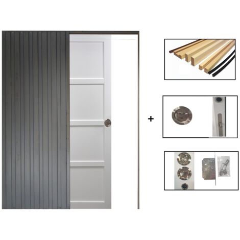 Porta scorrevole Tamera bianca larghezza 83 con sistema di galandage + kit finitura incluso
