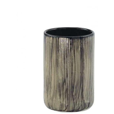 Porta Spazzolini Da Appoggio In Ceramica Nero Con Venature Chiare Nambino