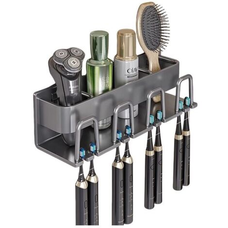 Porta-spazzolini da denti da parete senza foratura per bagno – Supporto per 8 spazzolini, design moderno, fissaggio sicuro, adatto ad ambienti umidi
