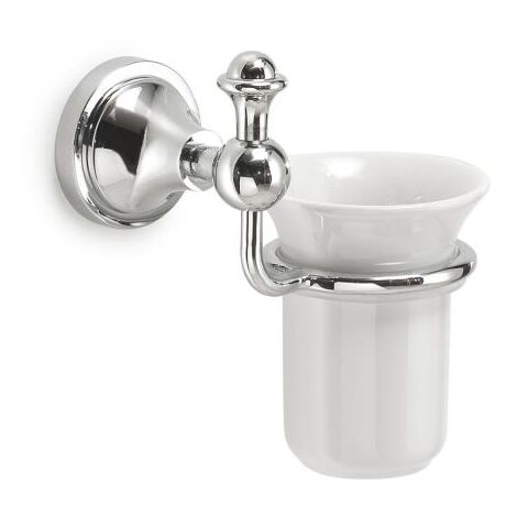 Porta spazzolini da parete in acciaio inox e ceramica modello nevis dim. cm (lxpxh): 13,3x10,9x15,9  - cromato GEDY
