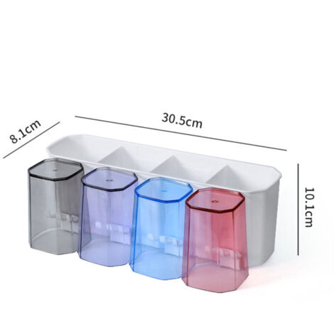 Porta spazzolini da parete per il bagno, porta dentifricio con 4 contenitori, colorato