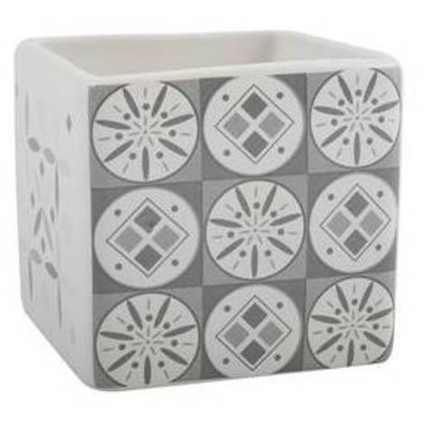 PORTA SPAZZOLINI IN CERAMICA EVORA Bianco - Grigio