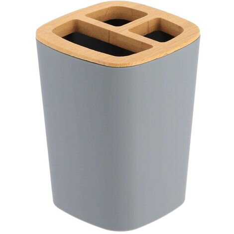 Porta spazzolino da denti in gomma + abs e bambù - grigio - Tendance