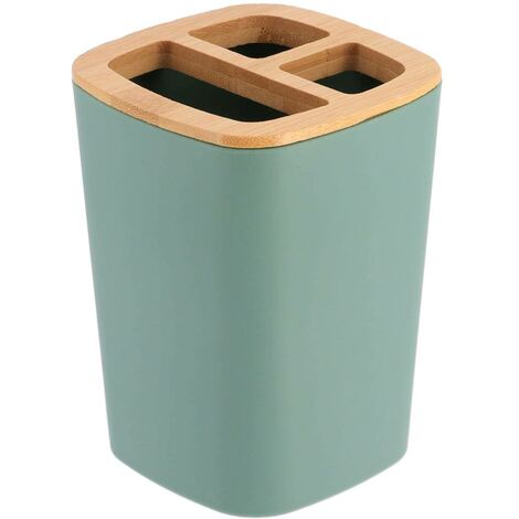 Porta spazzolino in gomma + abs e bambù - verde salvia - Tendance