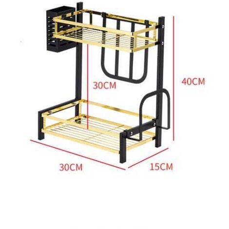 Porta spezie da cucina, organizer completo per utensili - due strati 302040 cm, nero