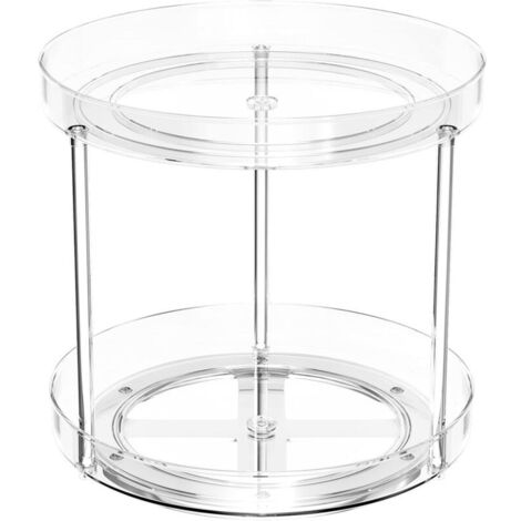 Porta spezie girevole, porta spezie trasparente girevole a 360°, per organizzare e conservare gli alimenti in cucina, a due livelli, con vassoio girevole, adatto a soggiorni e sale da pranzo.
