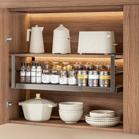 Porta spezie retrattile da parete in acciaio inox, portaoggetti versatile e facile da installare, acciaio inox bianco 45-632218,7 cm