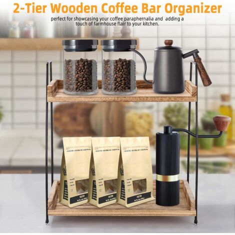 Porta spezie, ripiano portaoggetti a 2 livelli, angolo portaoggetti per il caffè, organizer per piano di lavoro, ripiano portaoggetti per cucina, sala da pranzo, ufficio