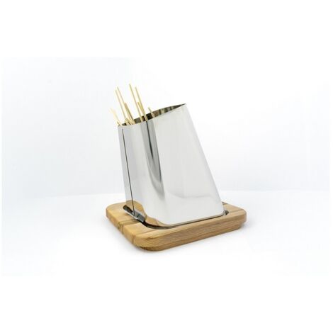 Porta spiedini Gran Sasso acciaio inox con base in legno faggio Lisa